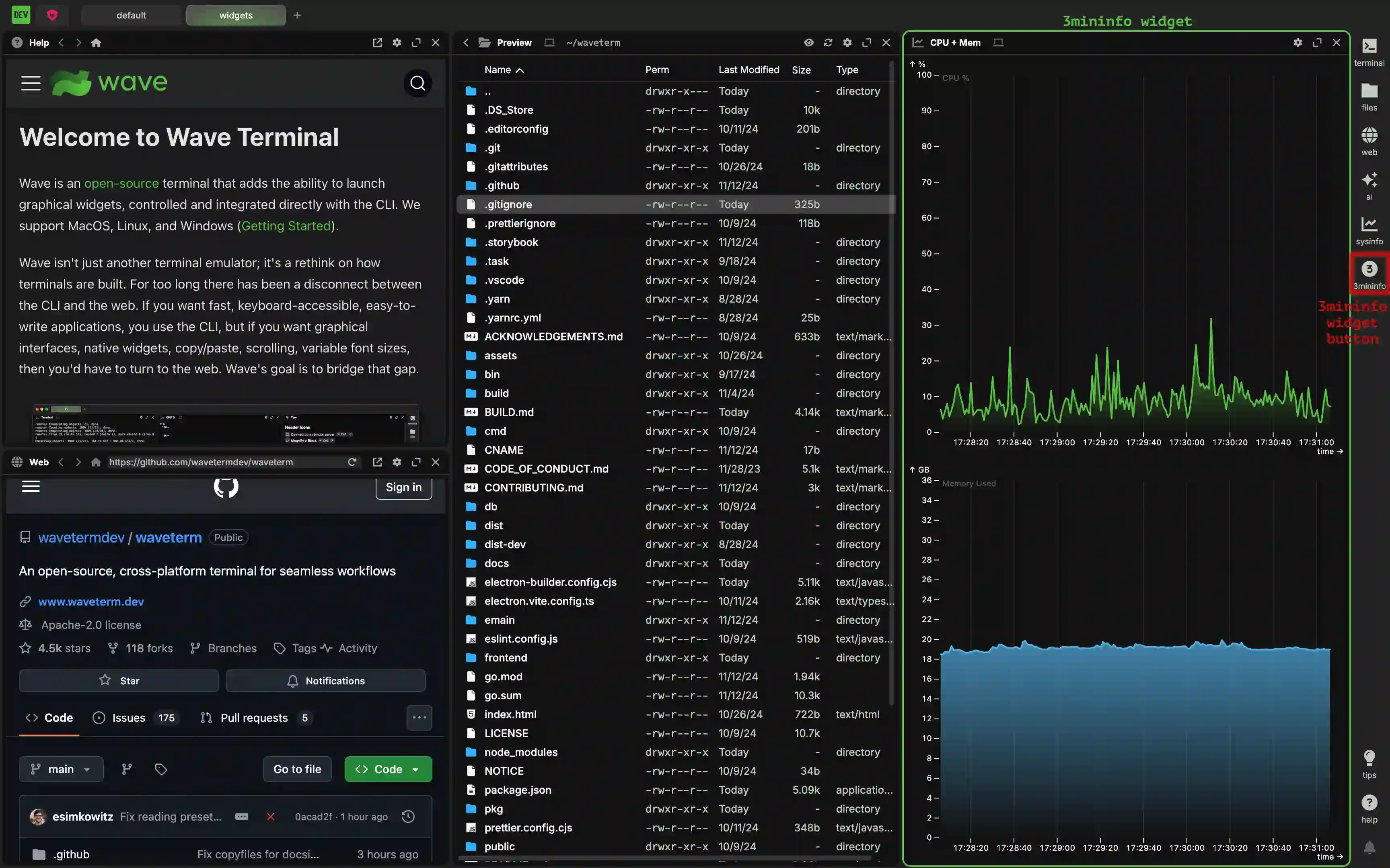 The example speedtest widget