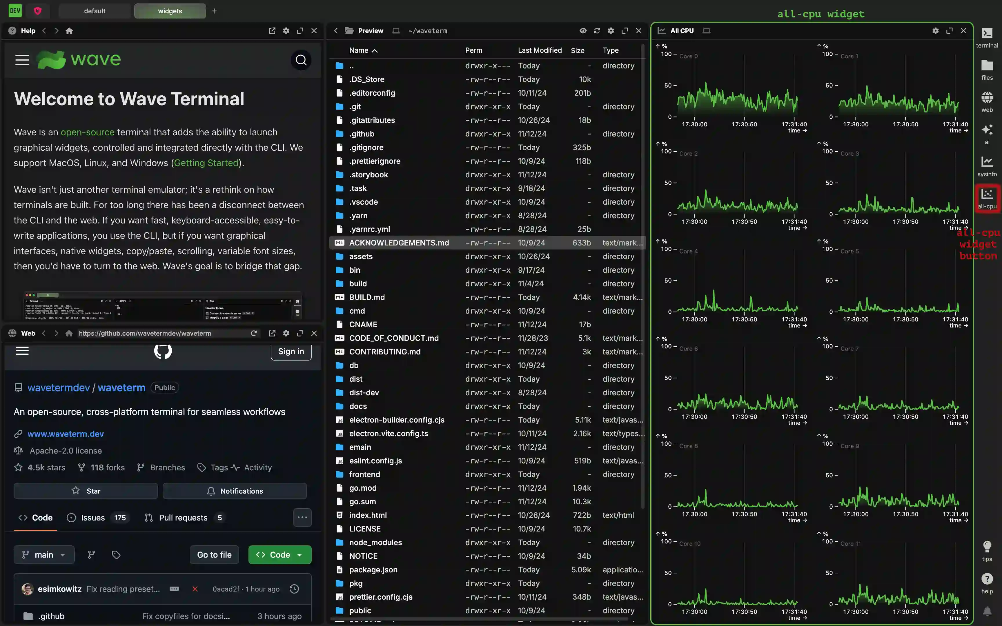 The example speedtest widget