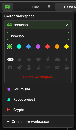 Workspace switcher screenshot